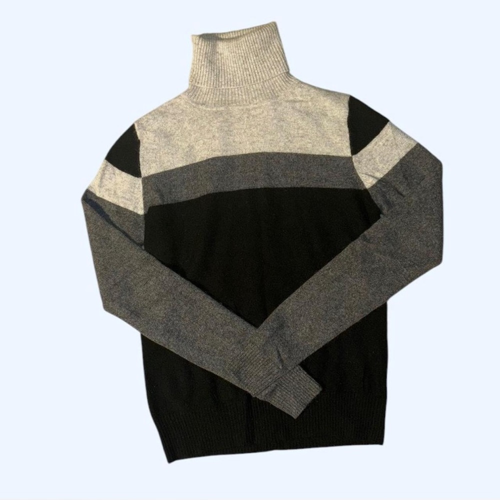 Vintage 100% Cashmere Valerie Separates Black & Grey Turtleneck Sweater